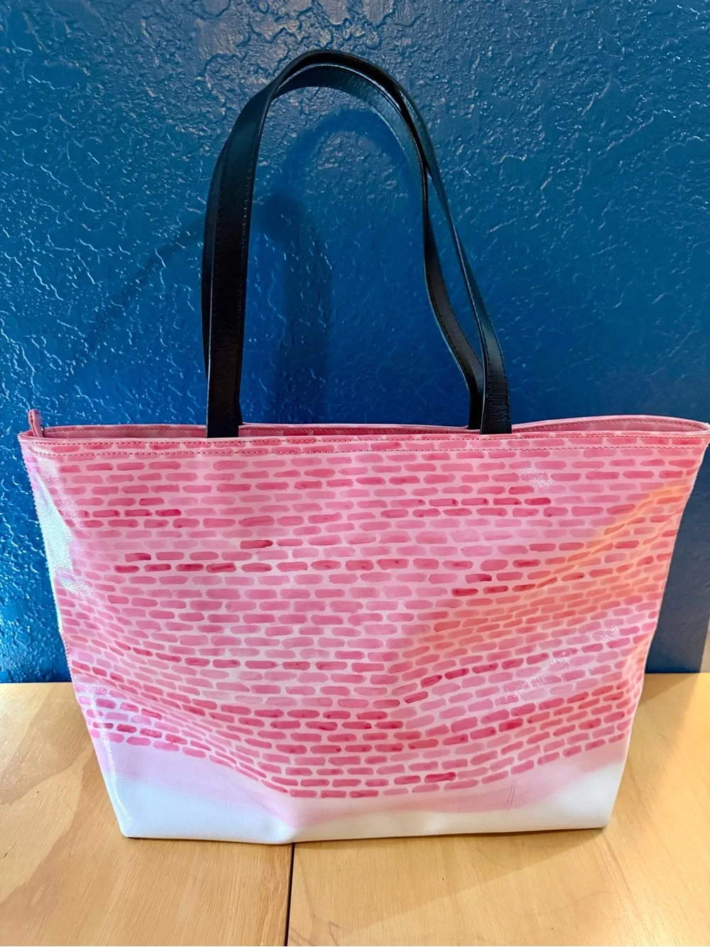 kate spade Pink Magnolia Bakery Print Tote with Black Straps